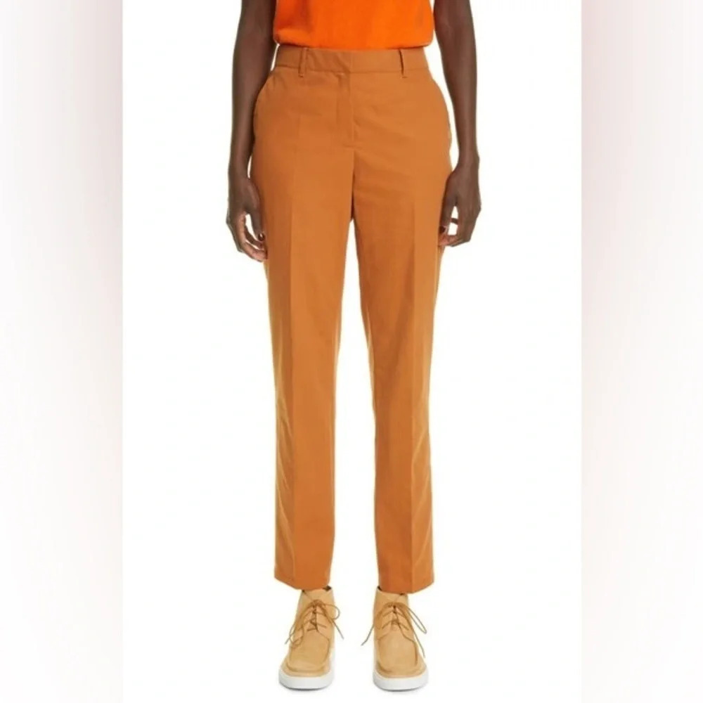 Nwot Lafayette 148 New York Clinton Ankle Pants Cotton Blend Rich Clay Brown 12